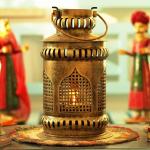DazzCraft 'Jaisalmeri Mehrab Diya Lantern' Hand-painted Antique Big Tea Light Candle Holder in Metal, Decorative Showpiece for Table, Living Room, Dining Room, Bedroom Decor, Gift Items, Diwali Decoration, Home Decoration & Showcase Items (7x7x16) Inch
