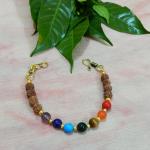 Gemstone 7 Chakra Beads & Rudraksha Beads Bracelet