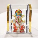 FRIZKA Home Decor | Ganesha Idol | Lord Ganesha Idol in Glass Box | Ganesh Idol Figurine showpiece | Ganesha Idol for Car Dashboard | Height 8.5cm, Length 8cm, Width 6.5cm | Gifting Ideas