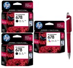 HP 678 Original Ink Cartridge (Black Twin & Colour)(Set of 3) With ITGLOBAL 3in1 Multi-Function Pen