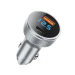 pTron Bullet Ultima Mini 65W Car Charger with Dual Output Fast Charging (Type-C PD 45W & 20W USB QC 3.0A) (Grey)