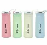 Home Stuffs Nice Fruit Juice Water Bottle BPA Free Glass Tumbler Bottle Glass inner liner with Plastic Shell Bottles For School, Gym, Home, Office,Boys & Girls Portable Handheld 400ML (4 Pcs-Multicolour)