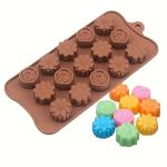 BAKEMO Silicone Chocolate Mould 15 Cavity 3 Style Flower Shaped Mold Baking Tools for Chocolate Candy Ice Jell-O Cake Decoration Pack of 1