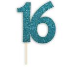 Festiko Glitter Light Blue 16th Cake Topper For Birthday, Anniversary