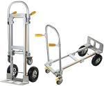 Stanley MT515 Aluminium 2 in 1 Multi Truck, Hand Truck(200 kg Capacity), Platform Trolley(250 kg Capacity), Dolly Sack Truck with Inbuilt Hand Grip, Pneumatic Wheels, Braked Rear Wheels, Silver Colour