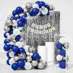 SPECIALYOU.IN Blue and White Balloon Birthday Decoration Items with Fringe Curtains, Confetti Balloons and Star Foil Balloons for Kids, Blue Theme Party Decorations- Set of 69pcs