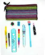 POKSI Combo Stationary Art Plastic Pencil Box l Set of 10 Multicolor