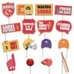 Festiko Team PK Photobooth Props (Set of 16 Pcs), Ipl Theme Photobooth Props, Cricket Party Props, Ipl party supplies, Ipl Selfie Props