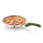 The Chef Story Haptik Series Triply Open Skillet 20cm, 7.9 Inch, 3 Years Warranty [Food Grade Steel 304, No Coating No PFOA, Gas, Induction, Electric, Oven Safe, Dishwasher Safe, Radiant, Solid State, Ceramic, Halogen, Bakelite Handle]
