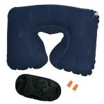 Inditradition Travel Kit Combo - Inflatable Neck Air Pillow, Eye Mask, Ear Bud - Multi Color (Pack of 3 Items)