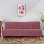 SOLISPRIMUS-COMFORT FOR ALL Fully Upholstered 3 Seater Single Solid Wood Fold Out Sofa Sectional Bed - Dark Pink