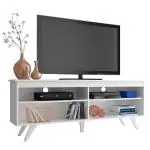 Madesa Easy to Assemble TV Stand with Shelves and Cable Management for TV (White) - up to 65 inch
