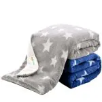 OYO BABY Baby Blankets Newborn 0-2years Set of 2 (Dark Blue & Grey) | Ultrasoft Baby Blanket for Babies | Reversible | Fleece | Fluffy