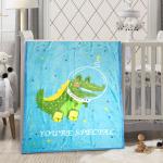 Baby Moo You Are Special Crocodile Blue Two-Ply Blanket