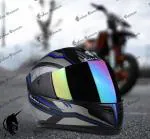 Urban Carrier ISI Certified ABS Material Full Face Stylish Helmet with Rainbow Visor For Men