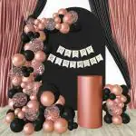 Specialyou.in Black and Rose Gold theme Birthday Decoration Items for Girls/Boys with Black and Rose Gold Balloons (12 Inch Each) with confetti balloons and happy birthday banner for birthday decoration and party decoration- set of 67 Items