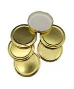 Mkd2 Rise Glass Jar Lids Only 70 mm For 70 mm Mouth Jars, Rust-proof, Leak Proof Airtight Metal Lug Cap (Gold, Set of 6)