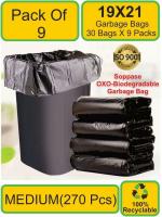 ALXIND OXO-BioDegradeable Garbage Bag (19X21 Inch) Black Pack Of 9 Rolls Medium 15 L Garbage Bag (270Bag )