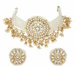 Gyaan Jewels Handmade Shop Global Gold Plated Brass Earring and Necklace Set White (Women, Girls) Free Size