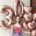 Festiko 30th Birthday Decoration, 30th Birthday Balloons For Decoration (32Inch Happy 30 Birthday Foil Balloons Rose Gold Number 30th Years Old Decorations Girl Supplies)