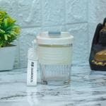 Nimika Sipper Glass Diamond Black Strip Home Office Drinking Water Cup portable coffee glass tumbler 500 ML 1 PCS