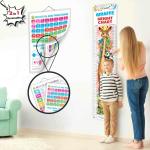GOWOO 2 IN 1 NUMBER & FRACTIONS AND MATHS KEYWORDS and GIRAFFE HEIGHT CHART | Set of 2 Chart 1 Educational + 1 Height Chart | A Combo Pack of Math and Growth Tracking Chart