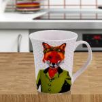 Kookee Ceramic Coffee or Tea Mug with handle White Fox Print