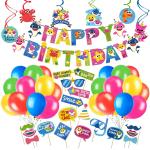 Zyozique Baby Shark Birthday Decorations Kit - 50 Piece Shark Themed Birthday Supplies Set |Includes Banner,Swirls ,Photo Booth,Ballons,Shark Party Supplies