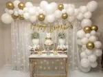 Party Midlinkerz White and Gold Birthday Decoration DIY Kit for Kids (69 Pcs)