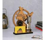 Future Works Mahatma Gandhi Ji wooden Momento Table top Desk Organizer with Pen Stand and Visiting Card Holder Gandhiji photo motivational gift (Made in India)5.1D x 16.5W x 22.9H Centimeters