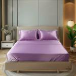 COOLBEDS Satin Elastic Fitted Sheet (King, Lavendar) & 2 Pillow Covers (203CMx180CM)