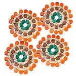 KARTUNBOX Round Tea Coasters Bamboo Cup Pad Pot Dish Drinks Coasters Heat Resistant Table Mat Placemat for Protecting Tabletops Counters (Set of 4) (4)