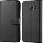 Slugabed Flip Cover Back Case for Samsung Galaxy S7 Edge | Leather Finish | Inbuilt Stand & Pockets | Wallet Style Flip Back Case Cover for Samsung Galaxy S7 Edge (Black)