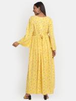 Mylo Maternity Dress for Women with Breastfeeding Zippers | Maxi Dress | Adjustable Belt for Growing Belly | Day & Night Comfort | Feeding Dress for Pre & Post Pregnancy | Ditsy Daisy|Yellow | Large