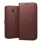 SROCK Flip Cover for Samsung Galaxy J5 Prime with Kick Stand | Shockproof | Dual Layer | Card Slot |Wallet Case Cover-Brown