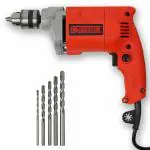 Cheston 10 mm Powerful Drill Machine for Wall, Metal, Wood Drilling with 5 Pieces Wall Bits for Brick Wall Drilling