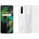 Kite Digital Oppo REALME 6i Back Screen Protective Film Carbon Fiber Skin Transparent Screen Guard Sticker & Premium Tempered Glass Screen Protector