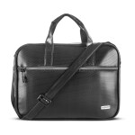 Goblin Trident Vegan Leather Office Bag with Adjustable & Detachable Shoulder Belt, Trolley Strap, Laptop Briefcase, Formal Executive Professional Bags for Men and Women - Black