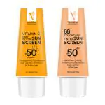 NutriGlow Sunscreen Combo Pack, Vitamin C Daily Mattifying With BB Touch Tinted Sunscreen, Lightweight 50gm Each