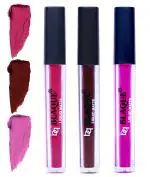 bq BLAQUE Matte Liquid Lipstick Combo of 3 Lip Color # 105-106-117 (Dark & Bold Pink, Chocolate Mood, Swiss Light Magenta, 12 ml)