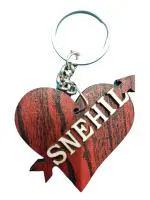 HIGAR Lovearrow Personalized Premium Wooden Key Chain Keyring With Name For Kids (Pack Of 5)