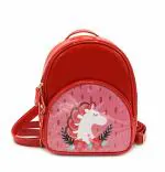 Weshopaholic Red 30.48 x 25.4 x 7.62 cm Synthet Leather Unorn Sling Bag and Backpack