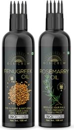 Desi Crew 100 Percent Pure Fenugreek and Rosemary Oil with Comb Applicator Cold Pressed for Skin, Body and Hair Care 100 ml Each