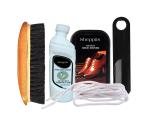 Sheppits Premium Shoe Shiner (Neutral), Shoe Cleaner (Natural), Wooden Shoe Brush, Sneakers Sports Shoes Laces (White), & Shoe Horn (Black) Combo | Shoe Care Kit