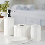 Kookee Ceramic Bathroom Accessories Set of 4 White Bath Set for Home (8197)