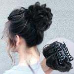 CAMOLA DEVA FANCY RUFFEL HAIR CLUTCHER BLACK COLOR