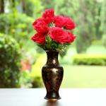 Natural Looking Artificial 10 Rani Pink Rose Flower Bunch For Home Office Table Decoration