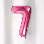 AMFIN 15 Inch 7 Number Foil Balloons for 7th Birthday Baby Girl Party Decorations Balloon , Wedding Anniversary Decoration Items - Pink