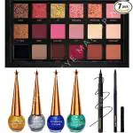 CLASSYHUDA PROFESSIONAL EYESHADOW, GLITTER SHINING MULTICOLOR EYELINER, SKETCH EYELINER & KAJAL. COMBO [PACK OF 7] PROFESSIONAL EYE MAKEUP KIT