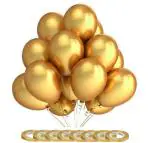 AMFIN (Pack of 200) Light Golden Metallic Balloons with Matching Curling Ribbon for Birthday Decoration , Weddings , Anniversaries - Golden